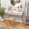 Costway Computer Desk 40'' Wooden Workstation Vanity Table with3 Drawers & Rubber Wood Legs